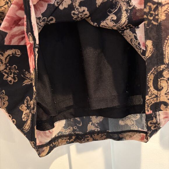 Mesh Overlay Y2K Top Medium Whimsigoth Roses Romantic Feminine Semi Sheer Bloom - Picture 7 of 13